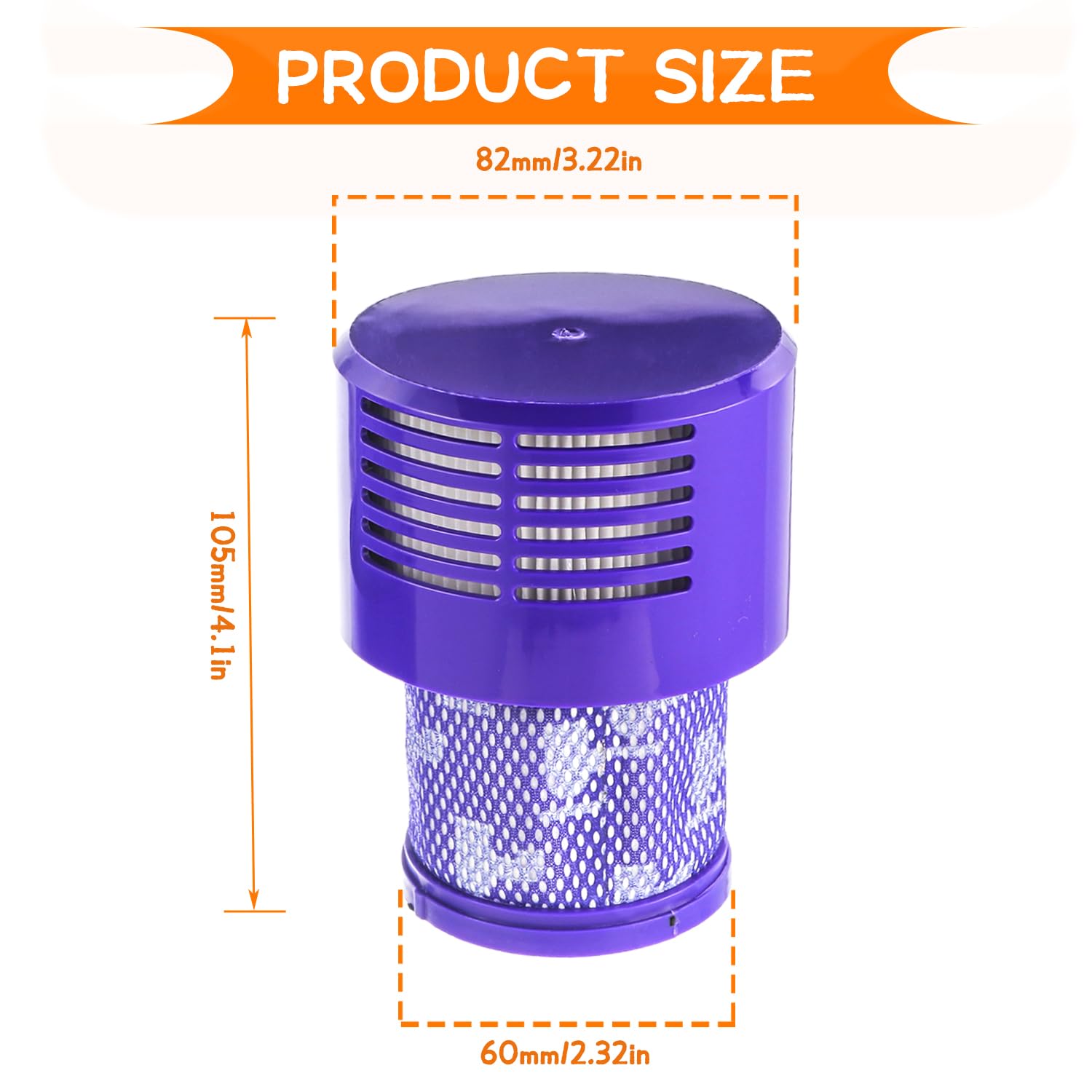 Dimenzije Huarew perivog filtera za Dyson V6, DC59, DC61 – precizno pristajanje