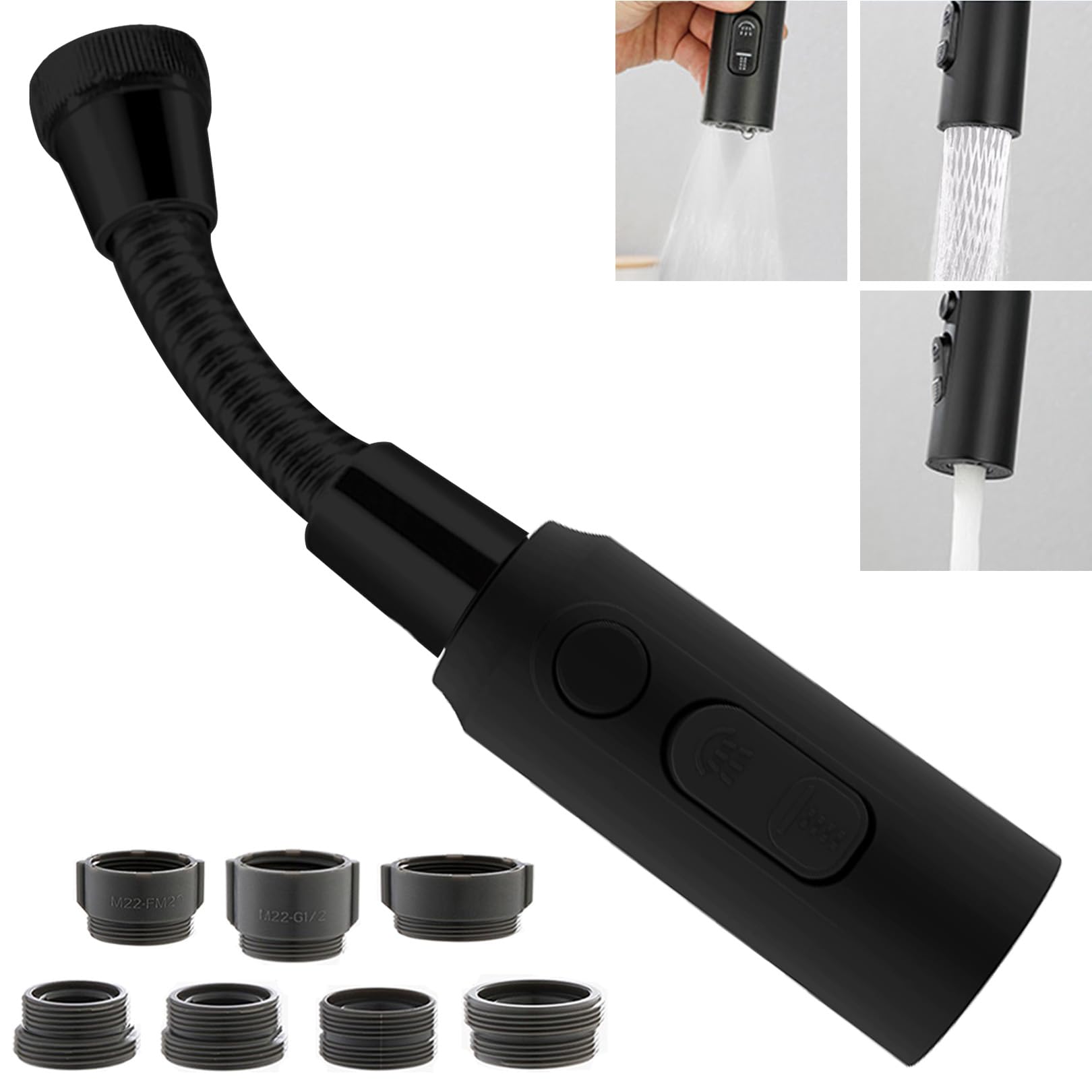 Crni visokotlačni nastavak slavine s univerzalnim spojem - dugački