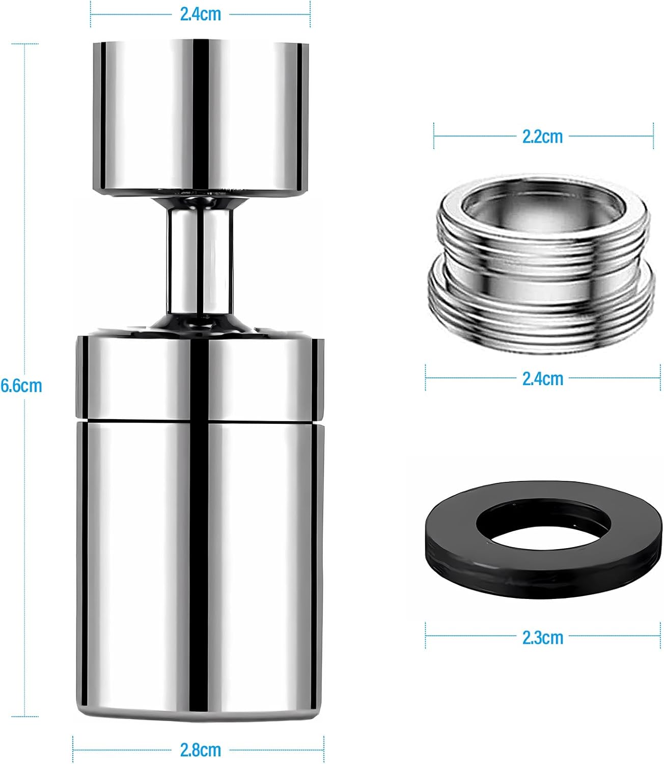 Rotirajući nastavak slavine s fleksibilnim 360° zakretanjem – dimenzije