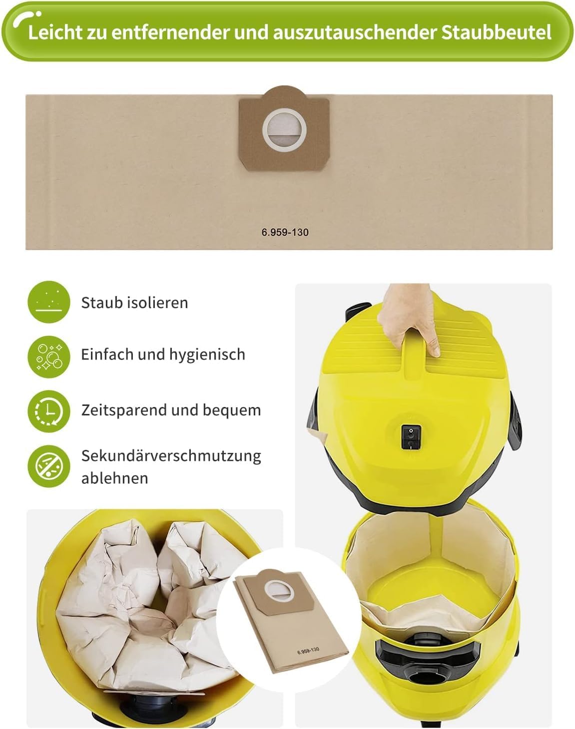 "Set vrećica lululeague 6.959-130.0 za Kärcher usisavače – WD 3, WD 3 Battery, MV 3, SE 4001, SE 4002"