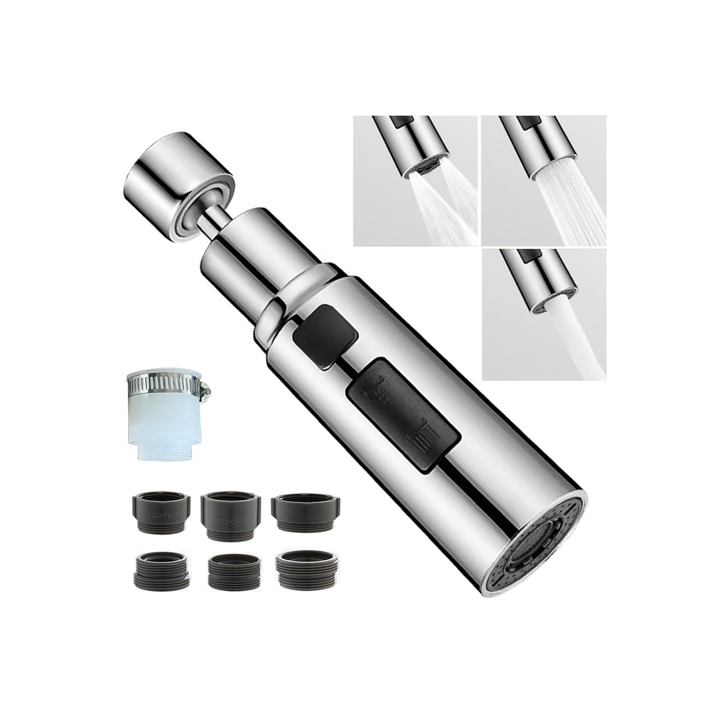 "Nastavak slavine s rotirajućim ispuštanjem vode, kromirani, univerzalni adapter - kratki"