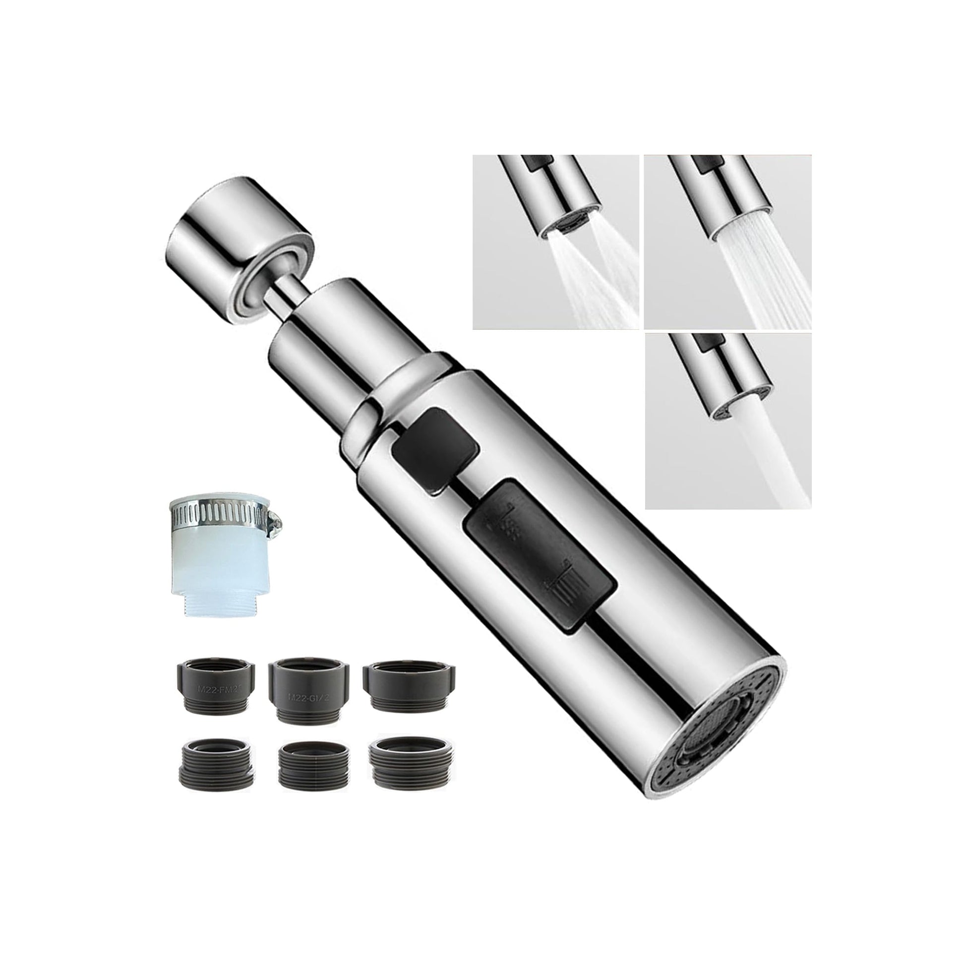 "Nastavak slavine s rotirajućim ispuštanjem vode, kromirani, univerzalni adapter - kratki"