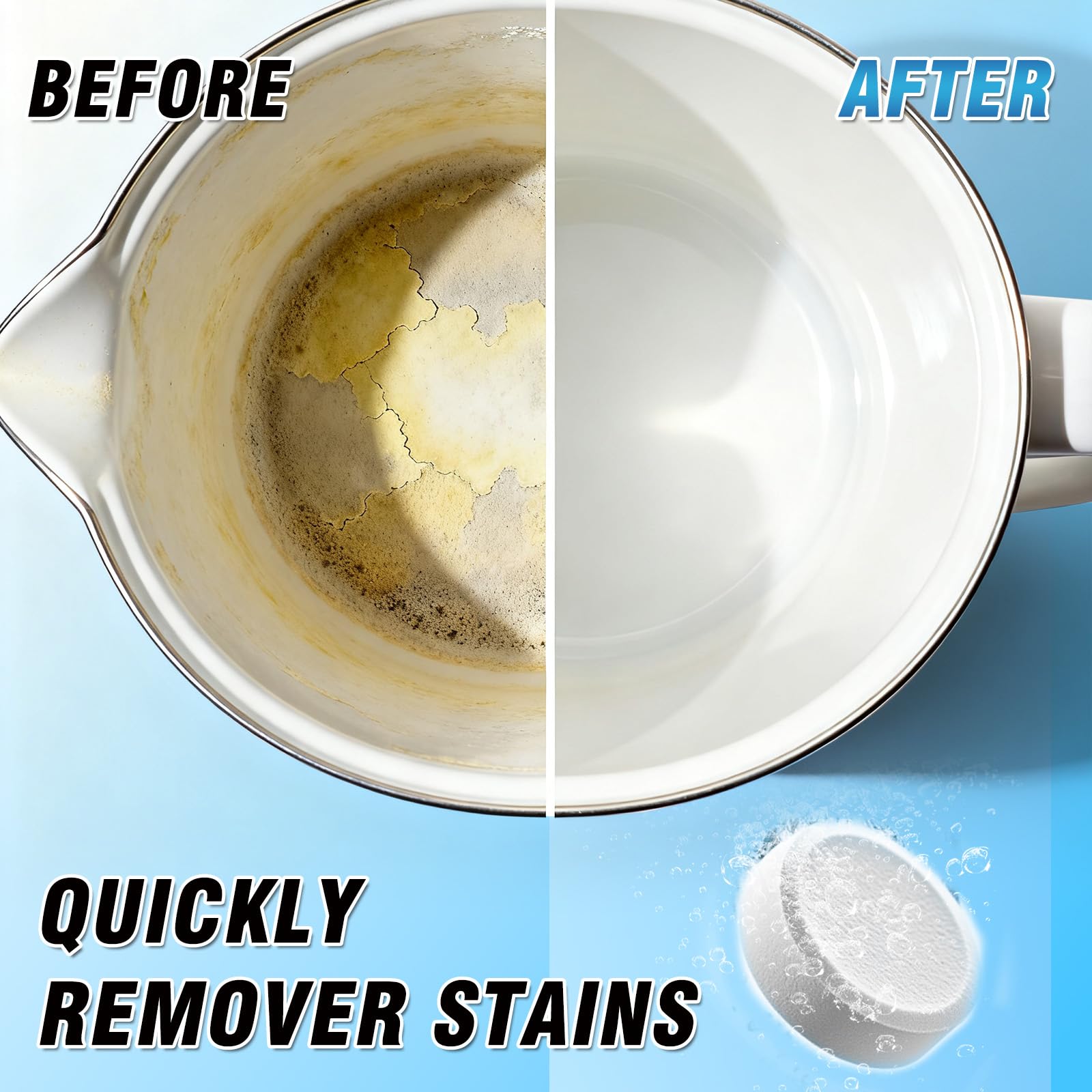 WANSIVE tablete za odstranjivanje kamenca - usporedba prije - poslije