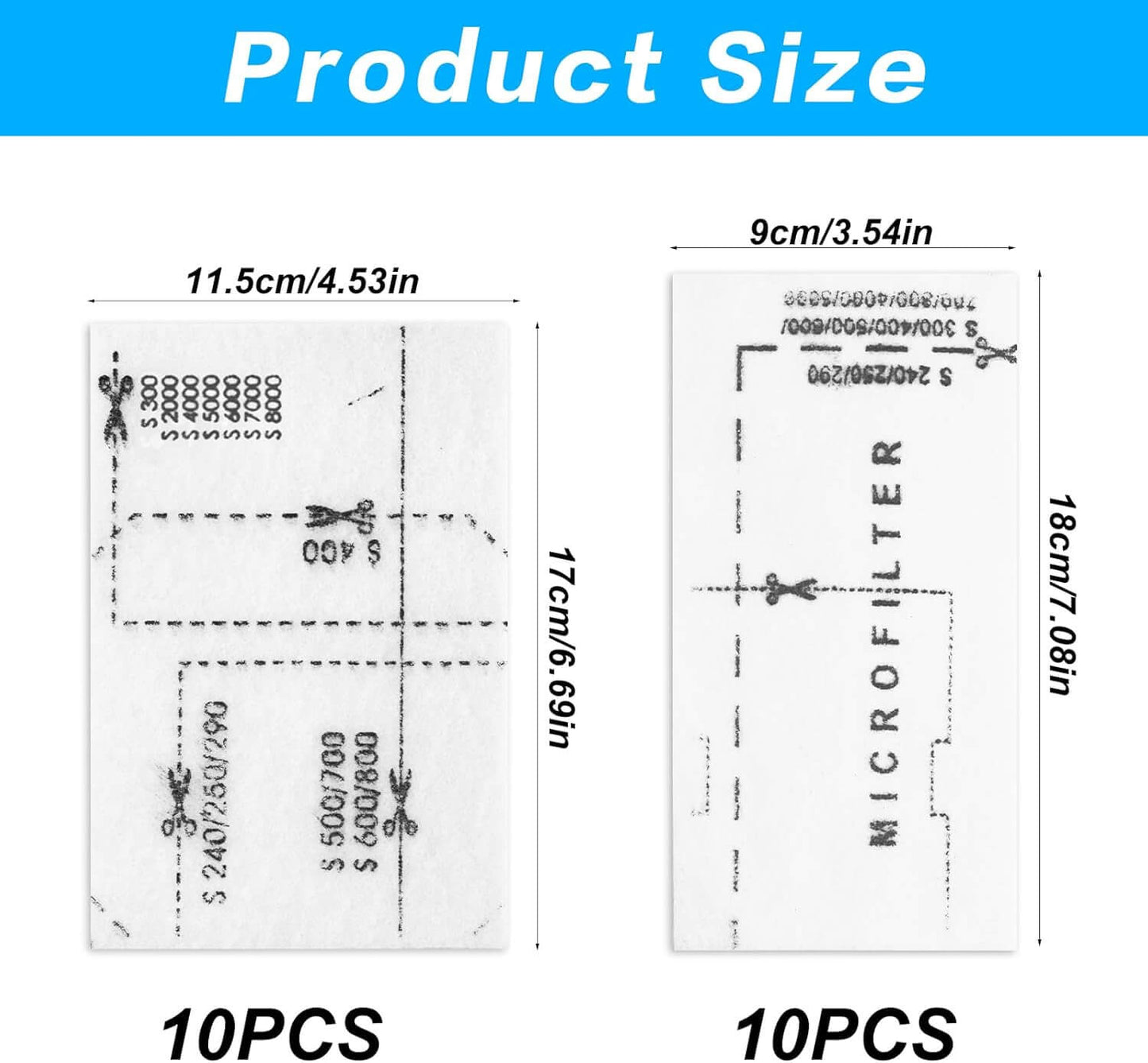 Dimenzije zamjenskih motornih i ispušnih filtera za Miele C1, C2, C3 usisavače – set od 20 kom
