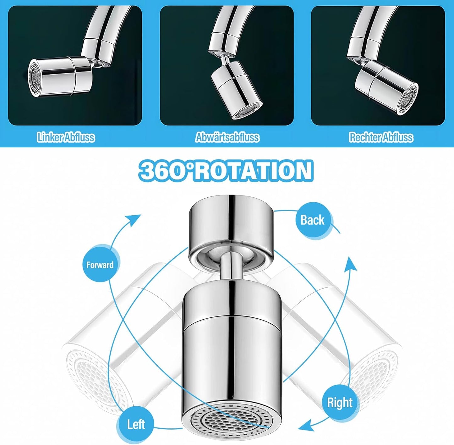 Rotirajući nastavak slavine s fleksibilnim 360° zakretanjem – praktična upotreba