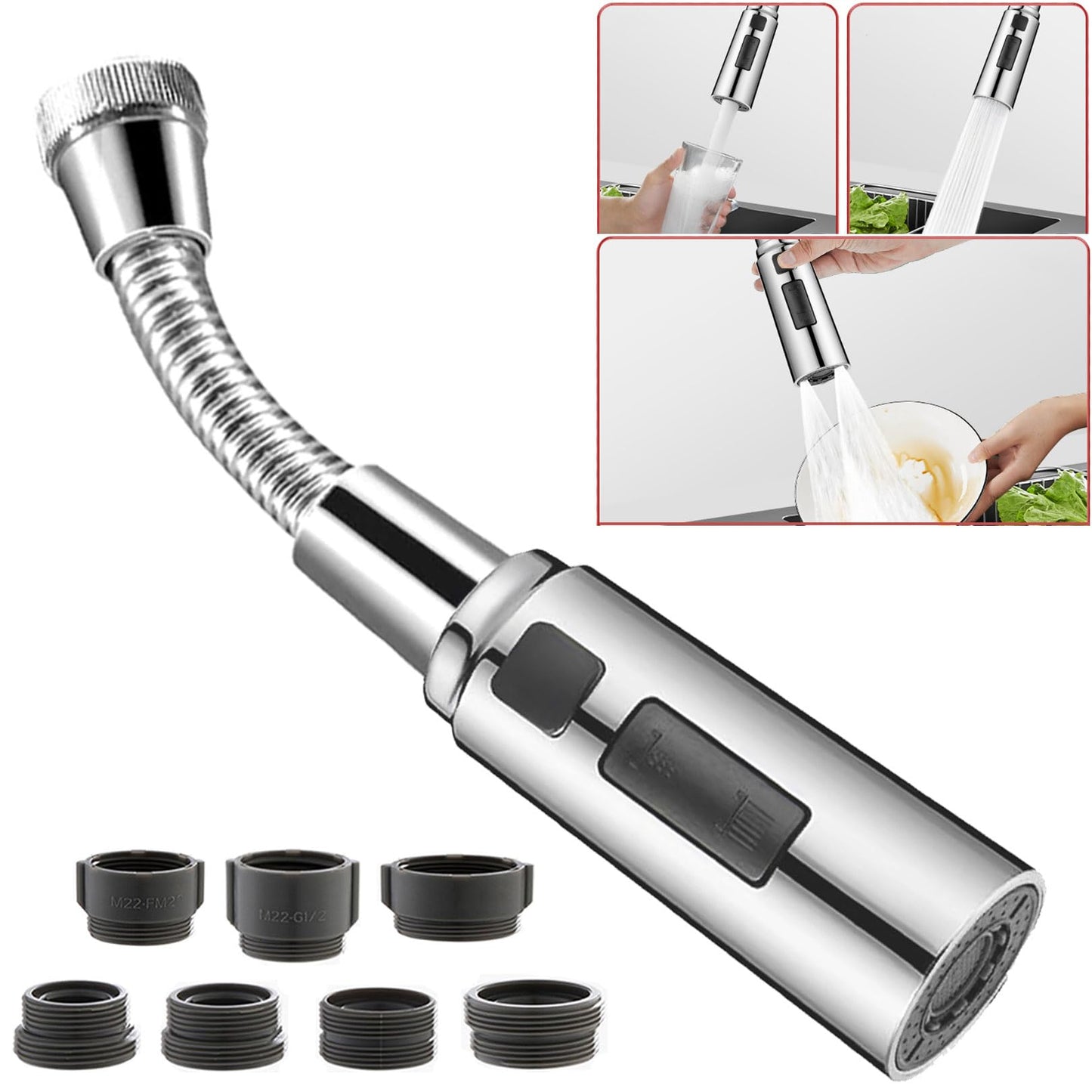 Nastavak slavine s univerzalnim ispuštanjem vode, kromirani, adapter - dugački