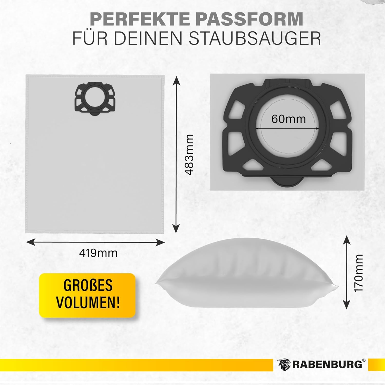 Dimenzije Rabenburg vrećica za usisavač Kärcher WD4, WD5, WD6