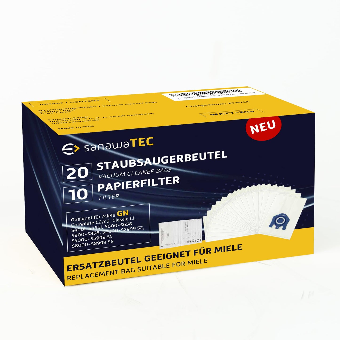 Set papirnatih vrećica i prilagodljivih mikrofiltera za usisavač – Sanawatec 20+10